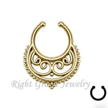 Indian Style Gold Plated Septum Clip On Rings Fake Septum Piercing